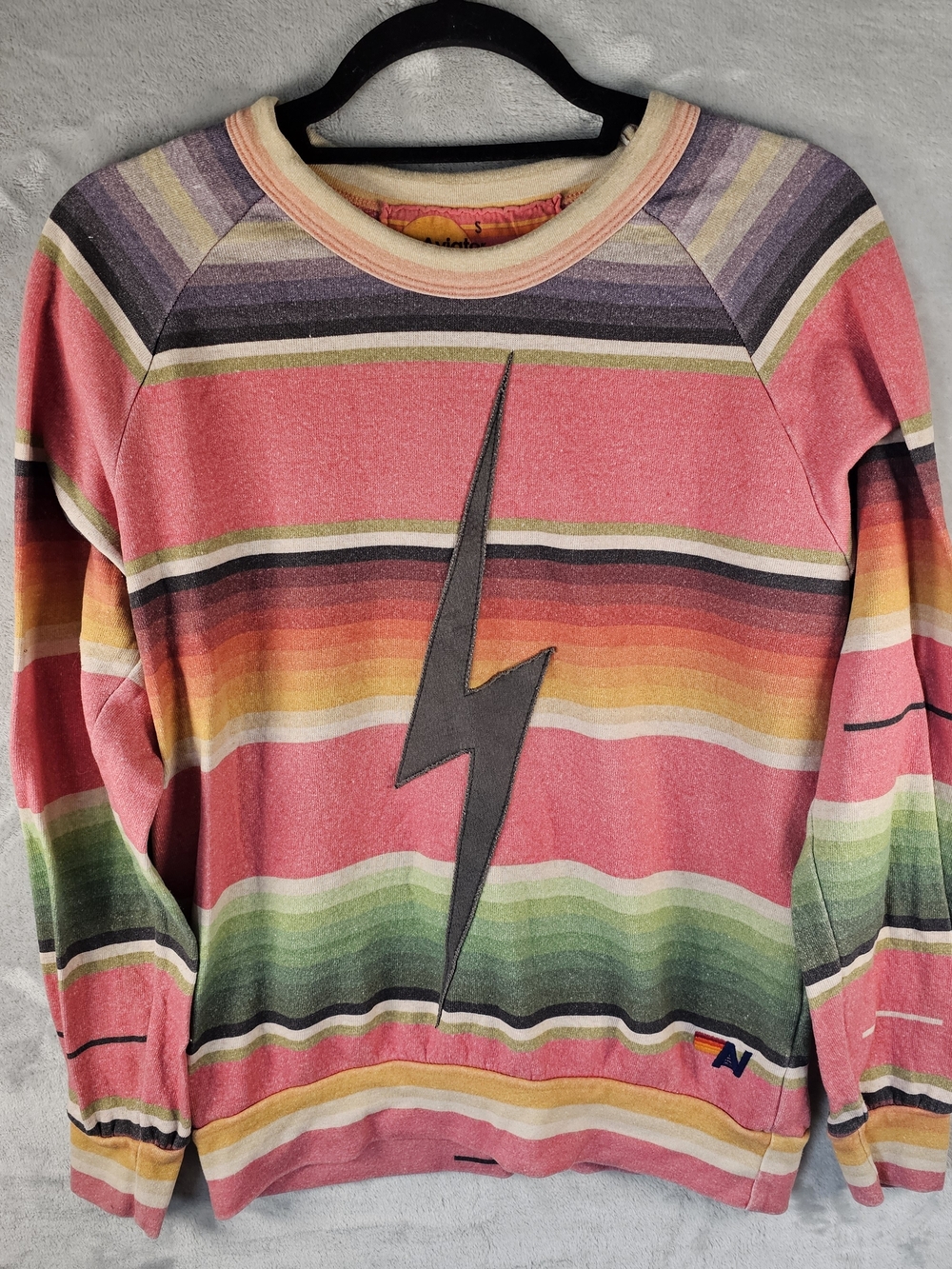 Aviator Nation Sz. Small Women's Long-Sleeve Crew-Neck Sweater Lightning Bolt